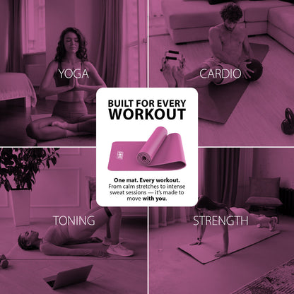 YOGA MAT 10MM THICK EXERCISE MAT GYM WORKOUT FITNESS PILATES HOME NON SLIP NBR