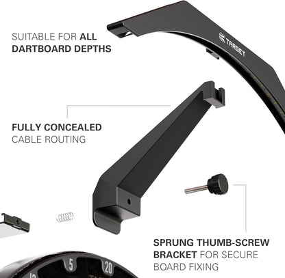 LED Dartboard Light - Bright Dart Board Lighting | Extra Long 3M Cable | Securely Fits All Dart Boards | Easy Assembly | Professional Darts Accessories