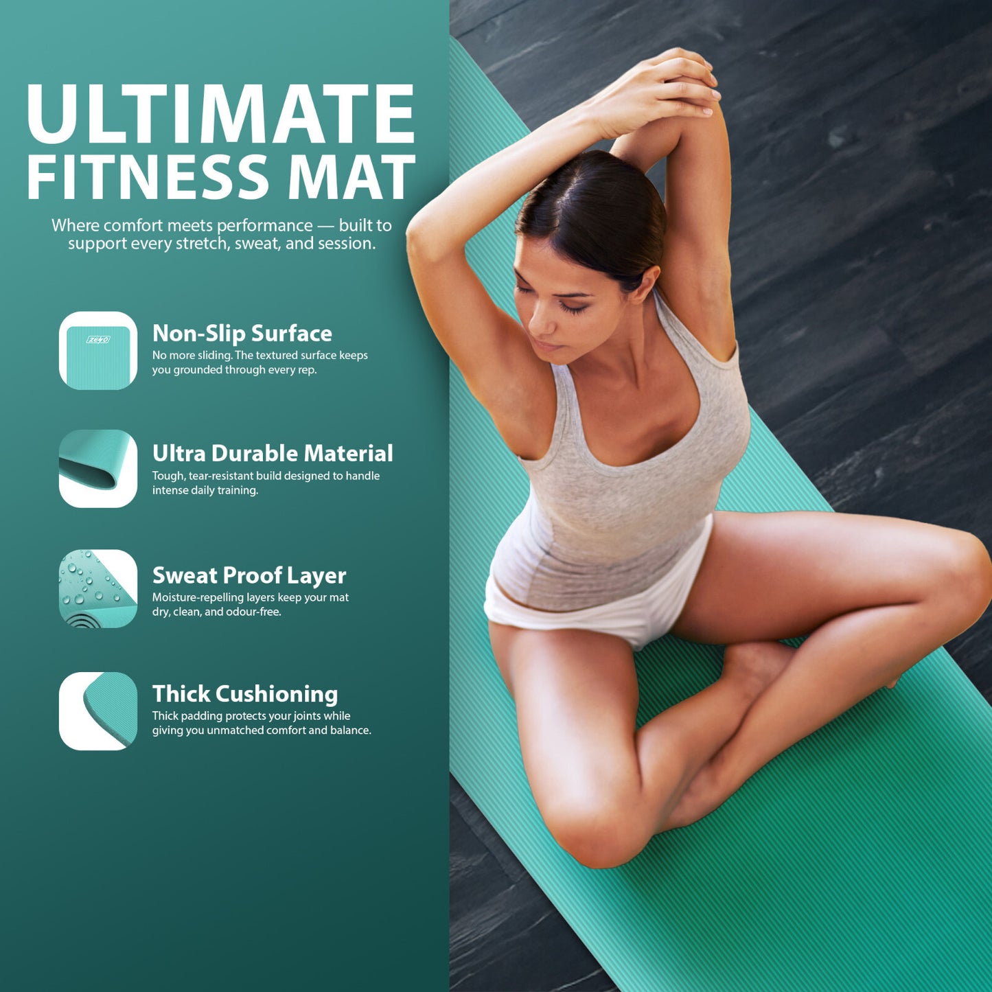 YOGA MAT 10MM THICK EXERCISE MAT GYM WORKOUT FITNESS PILATES HOME NON SLIP NBR