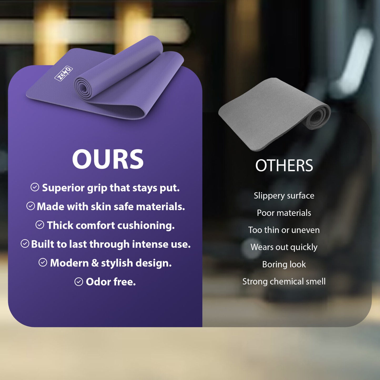 YOGA MAT 10MM THICK EXERCISE MAT GYM WORKOUT FITNESS PILATES HOME NON SLIP NBR