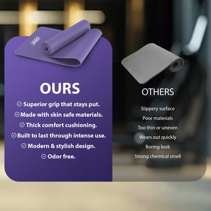 YOGA MAT 10MM THICK EXERCISE MAT GYM WORKOUT FITNESS PILATES HOME NON SLIP NBR