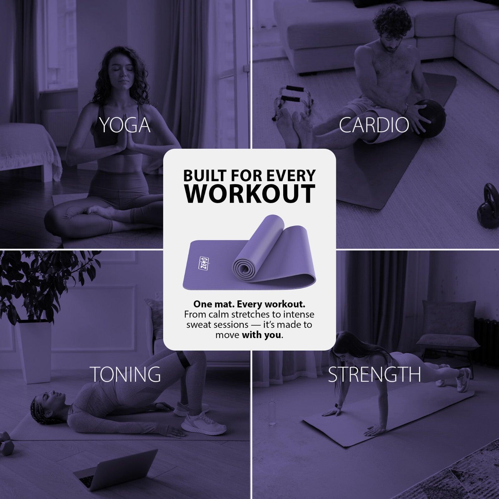 YOGA MAT 10MM THICK EXERCISE MAT GYM WORKOUT FITNESS PILATES HOME NON SLIP NBR