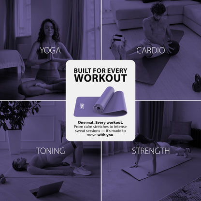 YOGA MAT 10MM THICK EXERCISE MAT GYM WORKOUT FITNESS PILATES HOME NON SLIP NBR