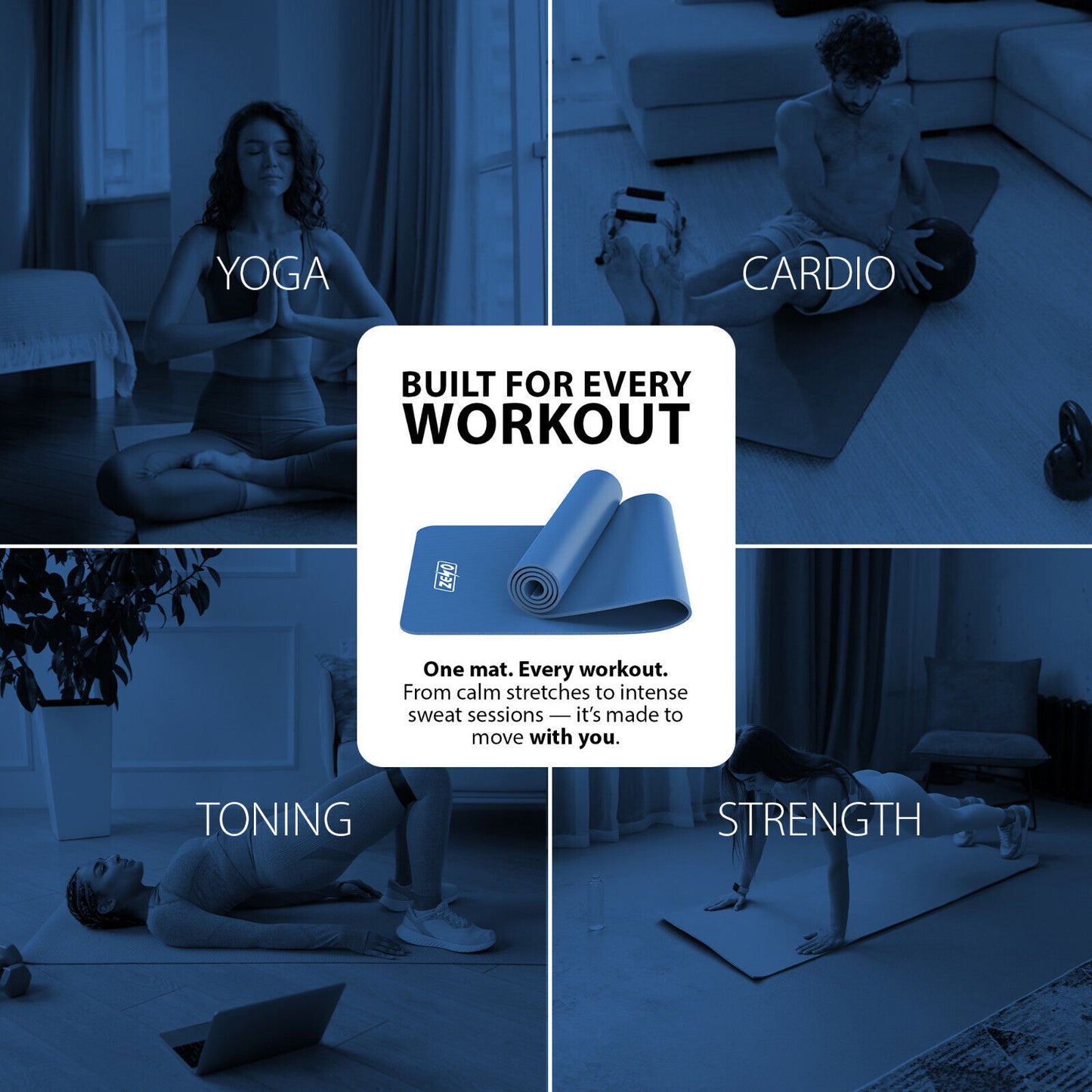 YOGA MAT 10MM THICK EXERCISE MAT GYM WORKOUT FITNESS PILATES HOME NON SLIP NBR