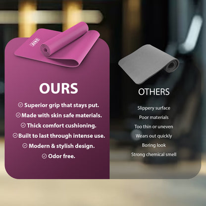 YOGA MAT 10MM THICK EXERCISE MAT GYM WORKOUT FITNESS PILATES HOME NON SLIP NBR